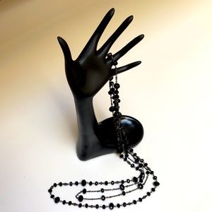 Black Facetted Czech Glass Double Strand Necklace